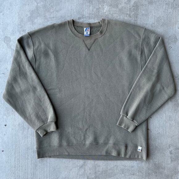 Vintage Y2K green Russell athletic blank crewneck sweatshirt - Picture 1 of 5